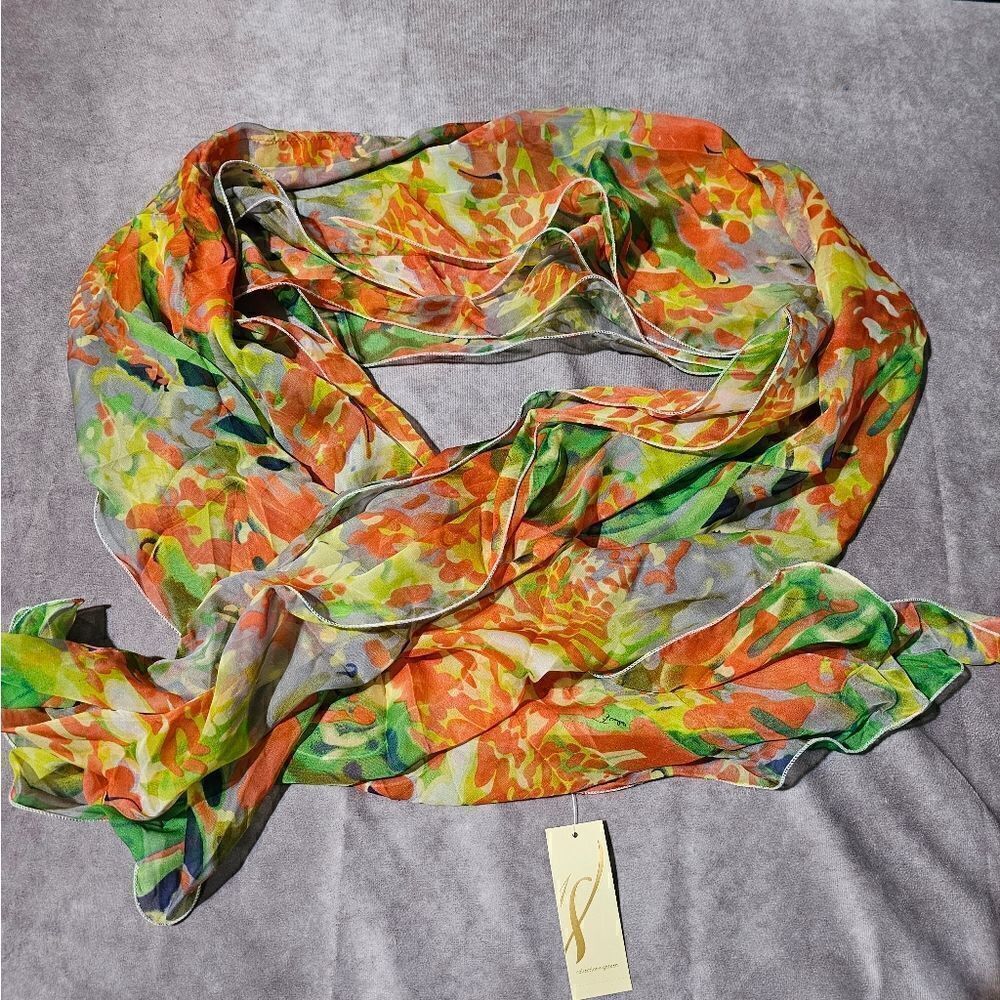 ‎COLLECTION EIGHTEEN Water Animal Boa POLYESTER Scarf 15" x 78" Green